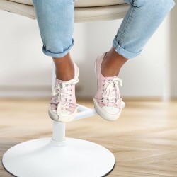 Taburete de bar Damar, piel sintética blanca y crema