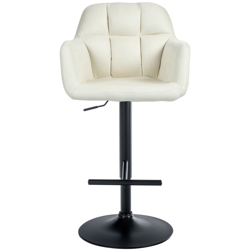 Taburete de bar Natoma en tela negra y crema