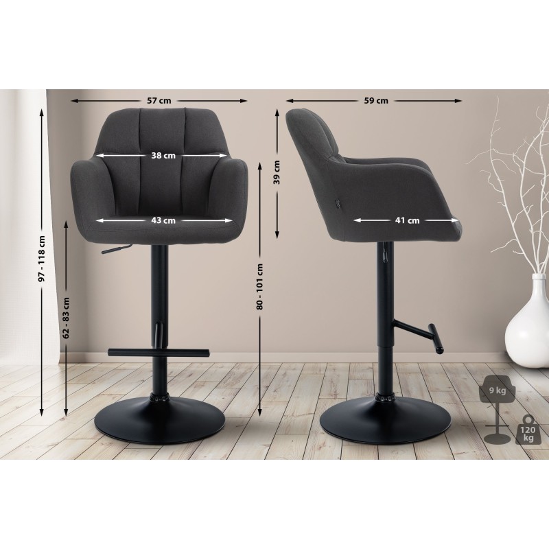 Taburete de bar Natoma en tela negra