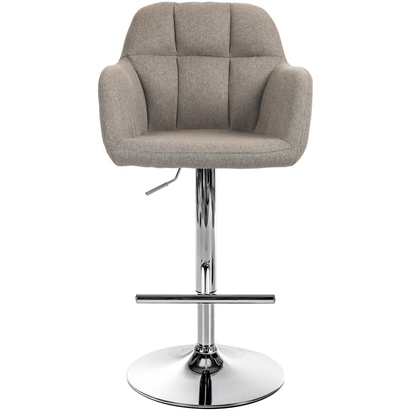 Taburete de bar Natoma en tela cromada color topo