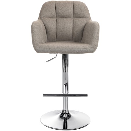 Taburete de bar Natoma en tela cromada color topo