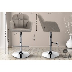 Taburete de bar Natoma en tela cromada color topo