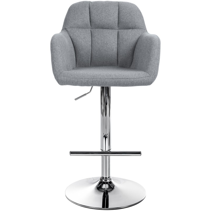 Taburete de bar Natoma en tela gris cromo