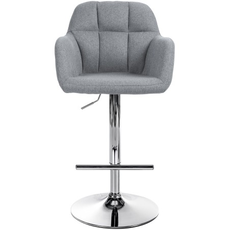 Taburete de bar Natoma en tela gris cromo