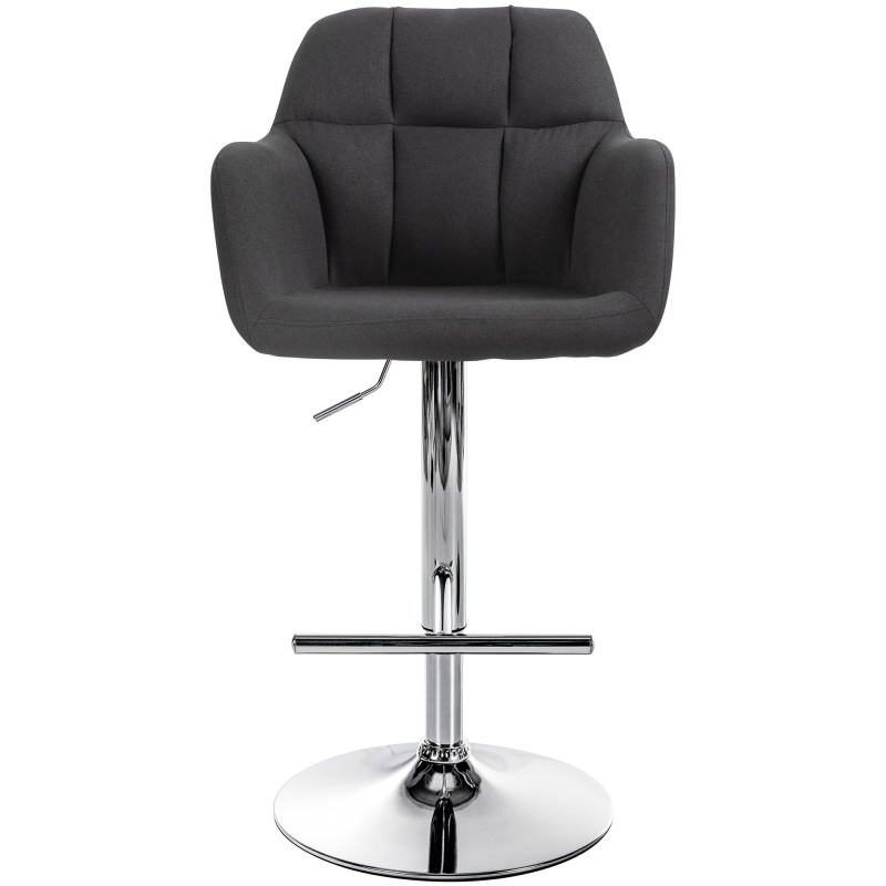 Taburete de bar Natoma en tela cromada negra