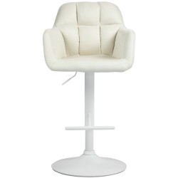 Taburete de bar Natoma en tela color blanco crema