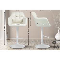 Taburete de bar Natoma en tela color blanco crema