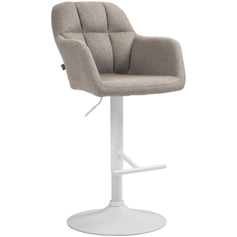 Taburete de bar Natoma en tela blanca topo