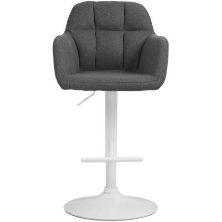 Taburete de bar Natoma en tela gris oscuro y blanca