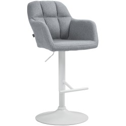 Taburete de bar Natoma en tela blanca y gris