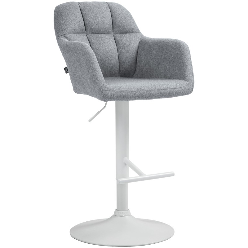 Taburete de bar Natoma en tela blanca y gris