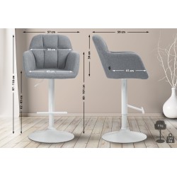 Taburete de bar Natoma en tela blanca y gris