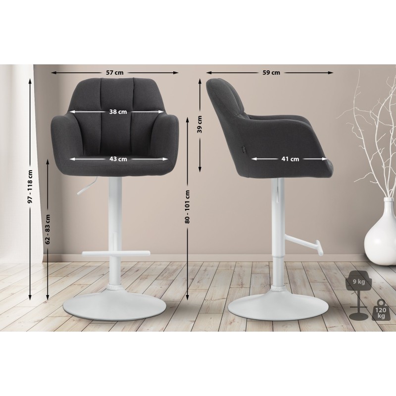 Taburete de bar Natoma en tela blanca y negra