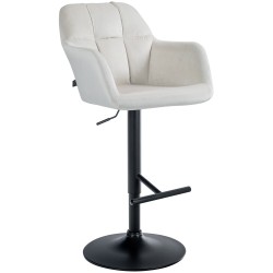 Taburete de bar Natoma en terciopelo negro y crema