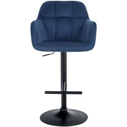 Taburete de bar Natoma de terciopelo negro y azul