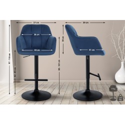 Taburete de bar Natoma de terciopelo negro y azul