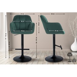 Taburete de bar Natoma en terciopelo negro y verde