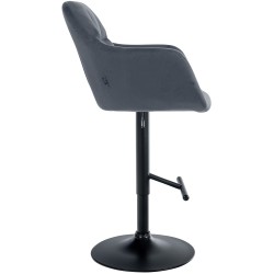 Taburete de bar Natoma en terciopelo negro y gris oscuro