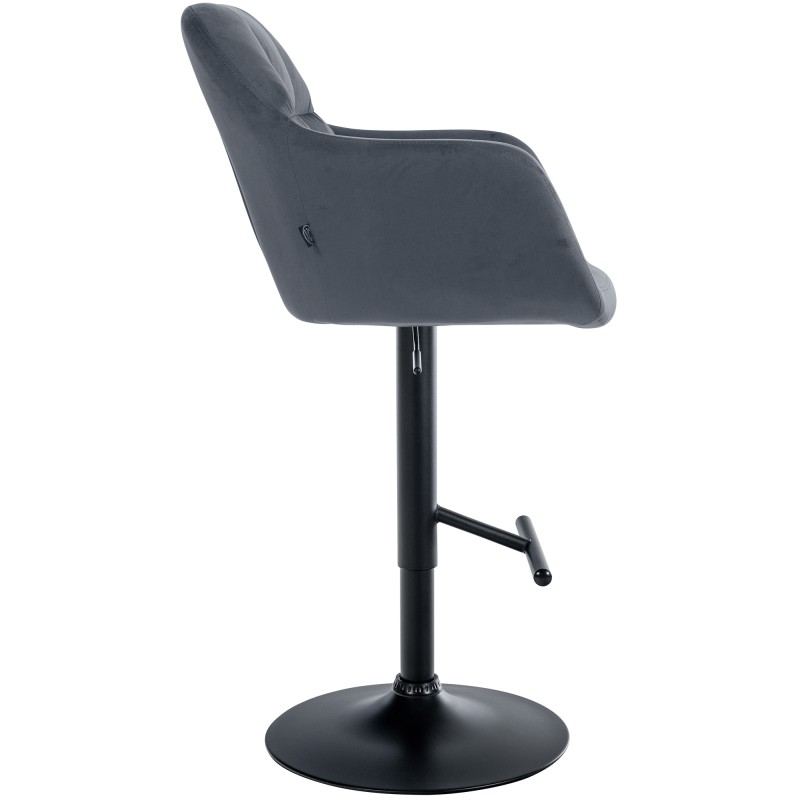 Taburete de bar Natoma en terciopelo negro y gris oscuro