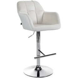 Taburete de bar Natoma de terciopelo cromado color crema