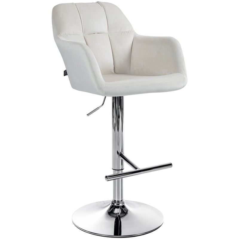 Taburete de bar Natoma de terciopelo cromado color crema
