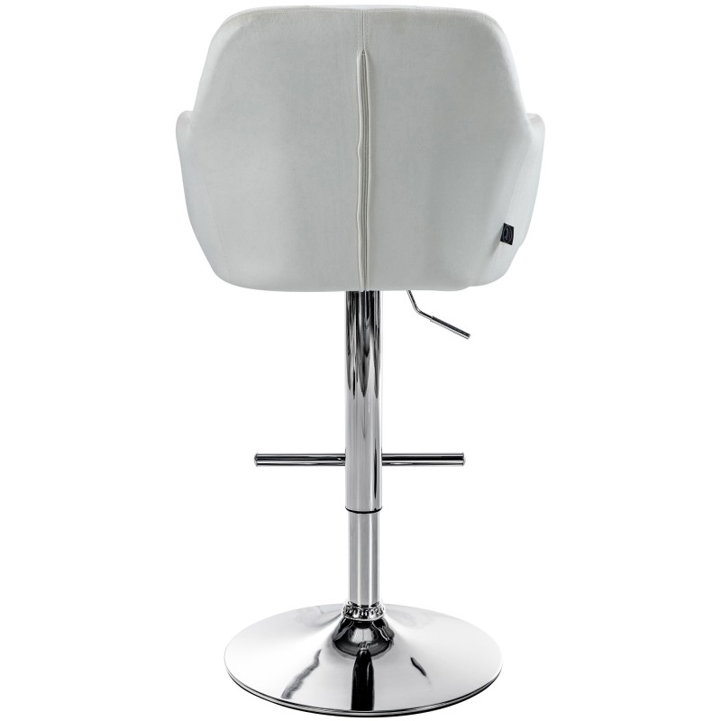 Taburete de bar Natoma de terciopelo cromado color crema