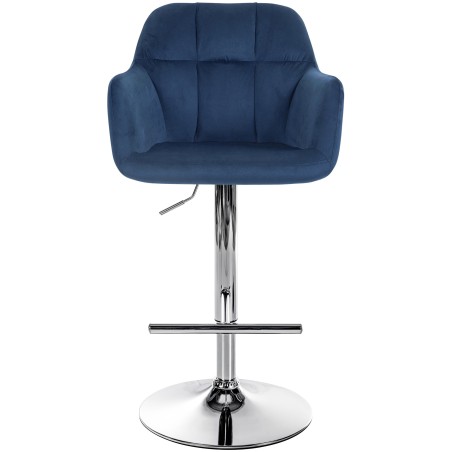 Taburete de bar Natoma de terciopelo cromado azul