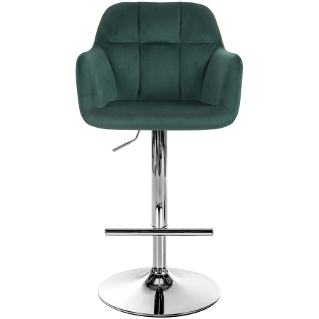 Taburete de bar cromado de terciopelo verde Natoma
