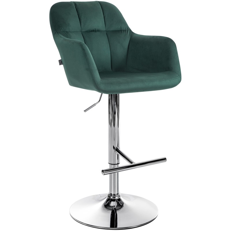 Taburete de bar cromado de terciopelo verde Natoma