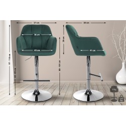 Taburete de bar cromado de terciopelo verde Natoma