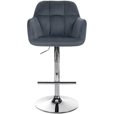 Taburete de bar Natoma en terciopelo gris oscuro cromado