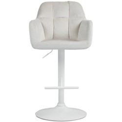 Taburete de bar Natoma de terciopelo blanco crema