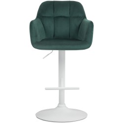 Taburete de bar Natoma de terciopelo blanco y verde