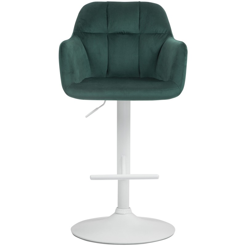 Taburete de bar Natoma de terciopelo blanco y verde