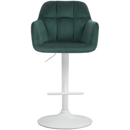 Taburete de bar Natoma de terciopelo blanco y verde