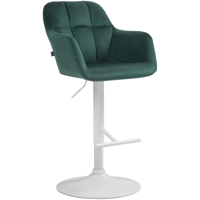Taburete de bar Natoma de terciopelo blanco y verde