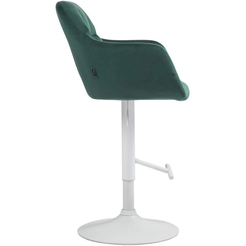 Taburete de bar Natoma de terciopelo blanco y verde