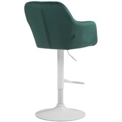 Taburete de bar Natoma de terciopelo blanco y verde