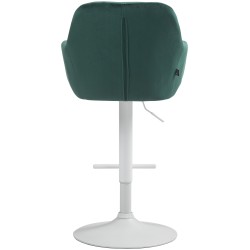 Taburete de bar Natoma de terciopelo blanco y verde