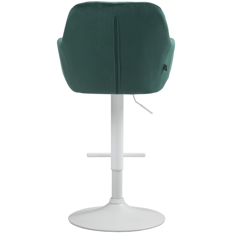 Taburete de bar Natoma de terciopelo blanco y verde