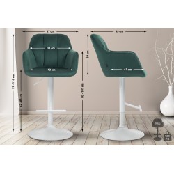 Taburete de bar Natoma de terciopelo blanco y verde