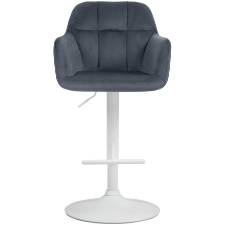 Taburete de bar Natoma en terciopelo blanco y gris oscuro