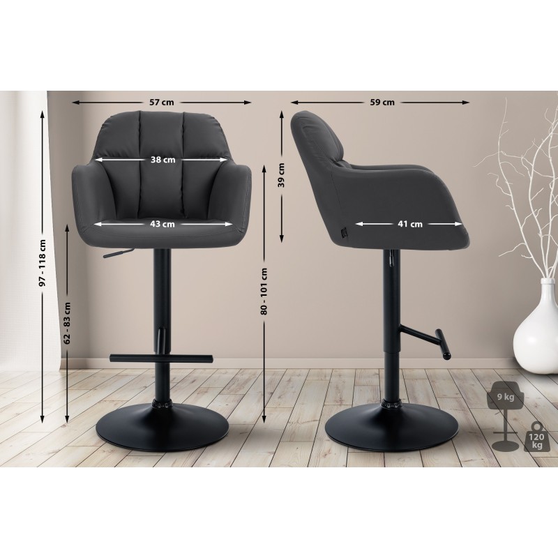 Taburete de bar Natoma en piel sintética negra