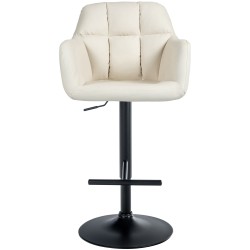Taburete de bar Natoma, piel sintética negra y crema