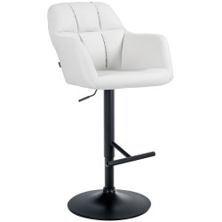 Taburete de bar Natoma en piel sintética en blanco y negro