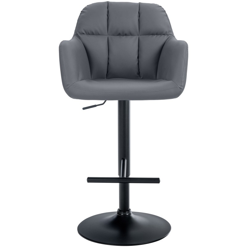 Taburete de bar Natoma, piel sintética negra/gris