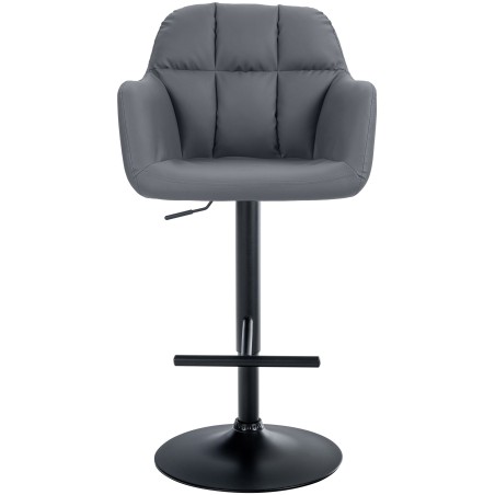 Taburete de bar Natoma, piel sintética negra/gris