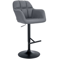 Taburete de bar Natoma, piel sintética negra/gris