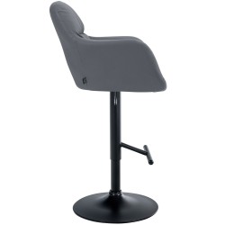 Taburete de bar Natoma, piel sintética negra/gris