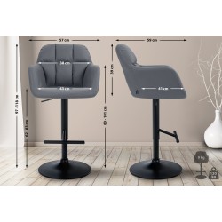 Taburete de bar Natoma, piel sintética negra/gris